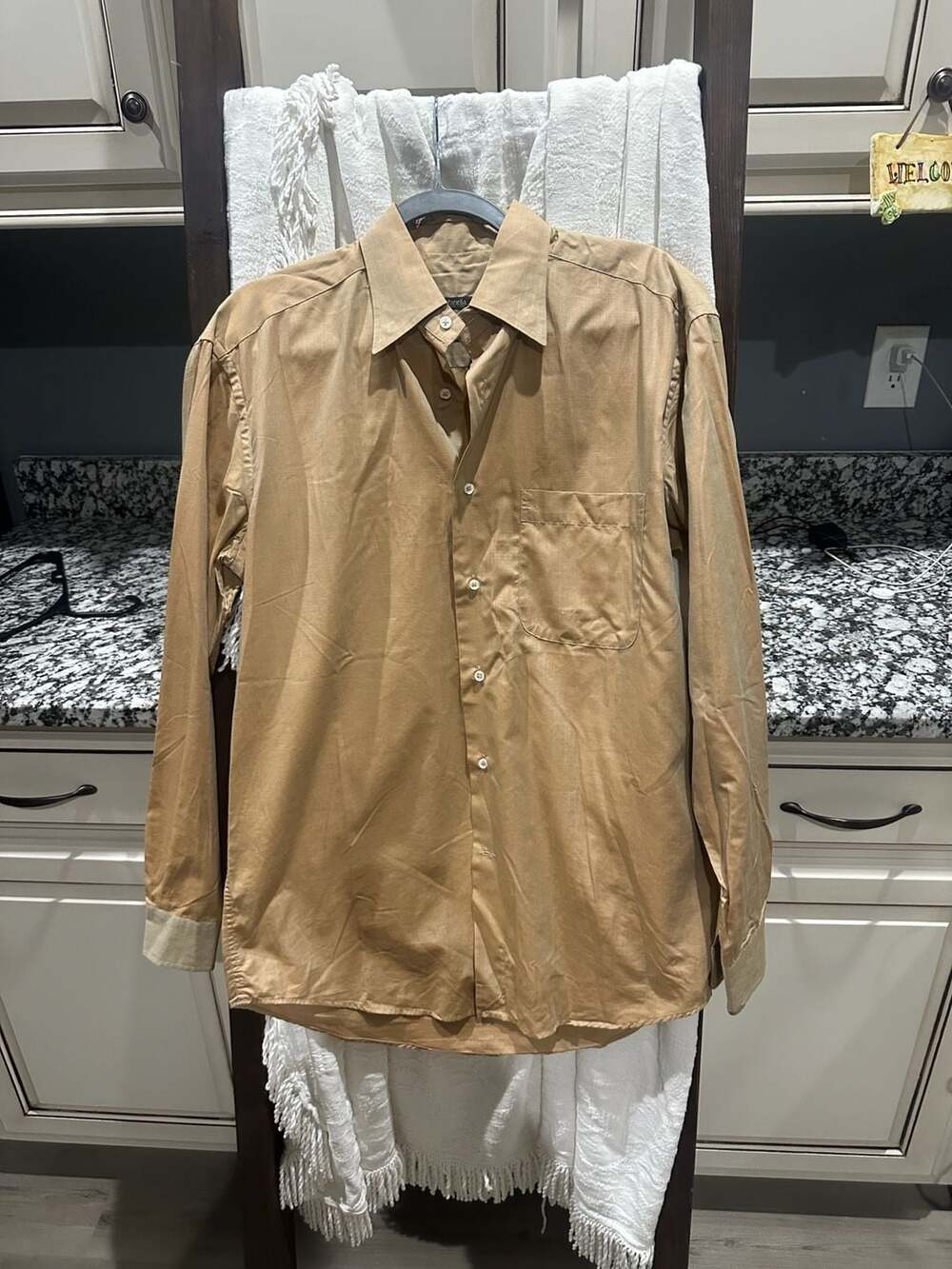 Zanella Men's Tan Long Sleeve Button Down Shirt Size Medium Made in Italy
